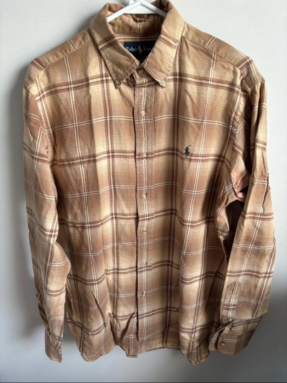 Ralph Lauren Plaid Button-Down Shirt in Tan and Brown - Picture 4 of 4